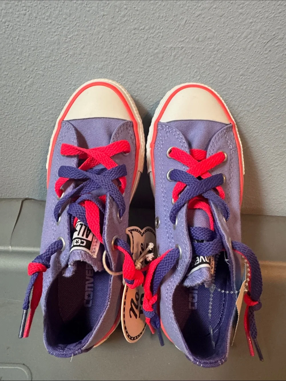 Converse Kids slip on Sneakers in Purple with Pink Accents
